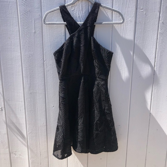 Jay Godfrey Cross Front Halter Embroidered Lace Cutout Mini Dress - Picture 2 of 10